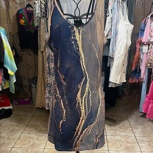 Elegant Marble Print Midi Dress